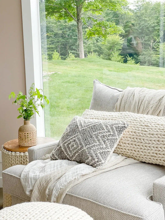 Handwoven Grey Diamond Pillow Covers