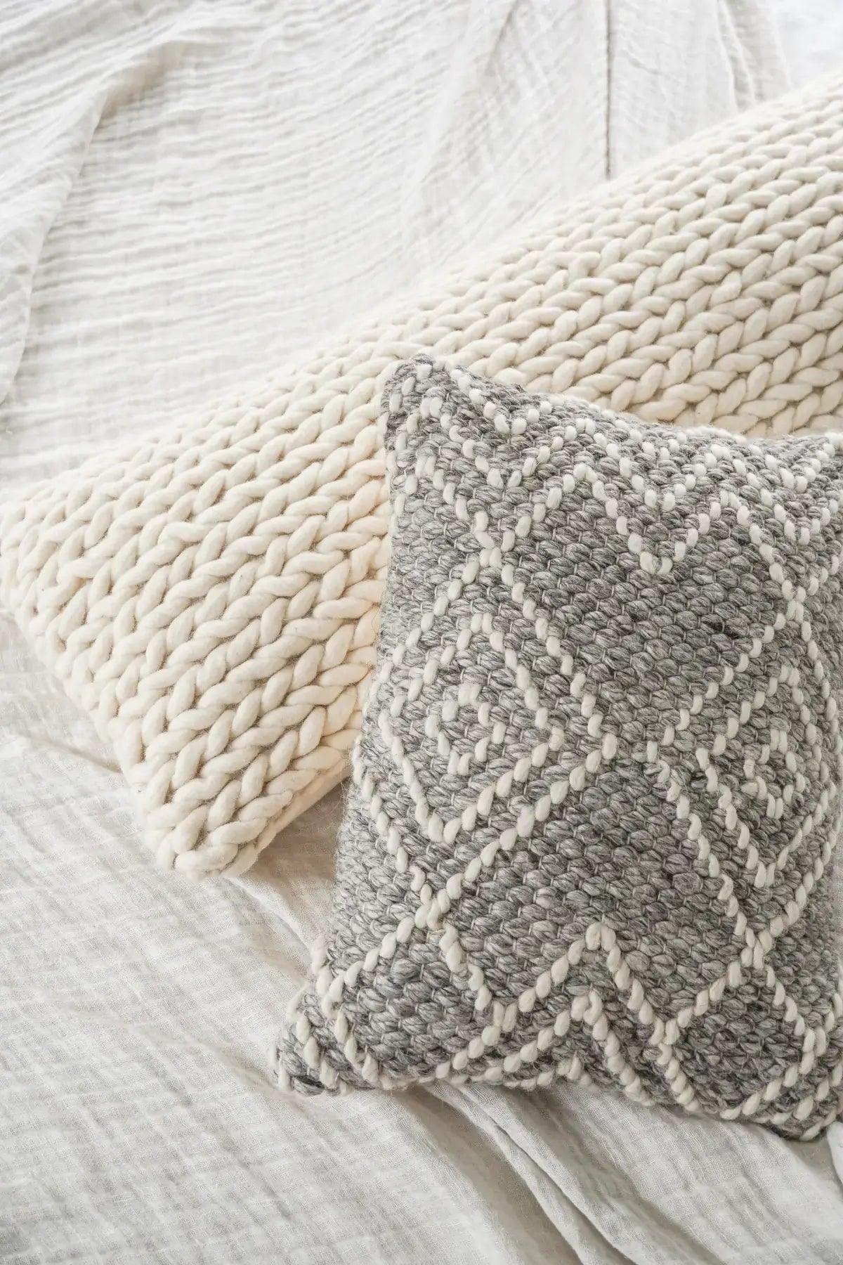 Handwoven Grey Diamond Pillow Covers