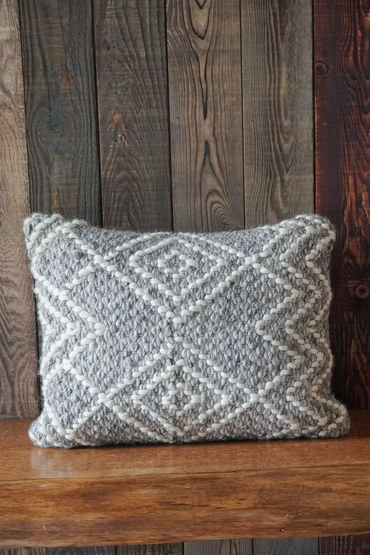 Handwoven Grey Diamond Pillow Covers