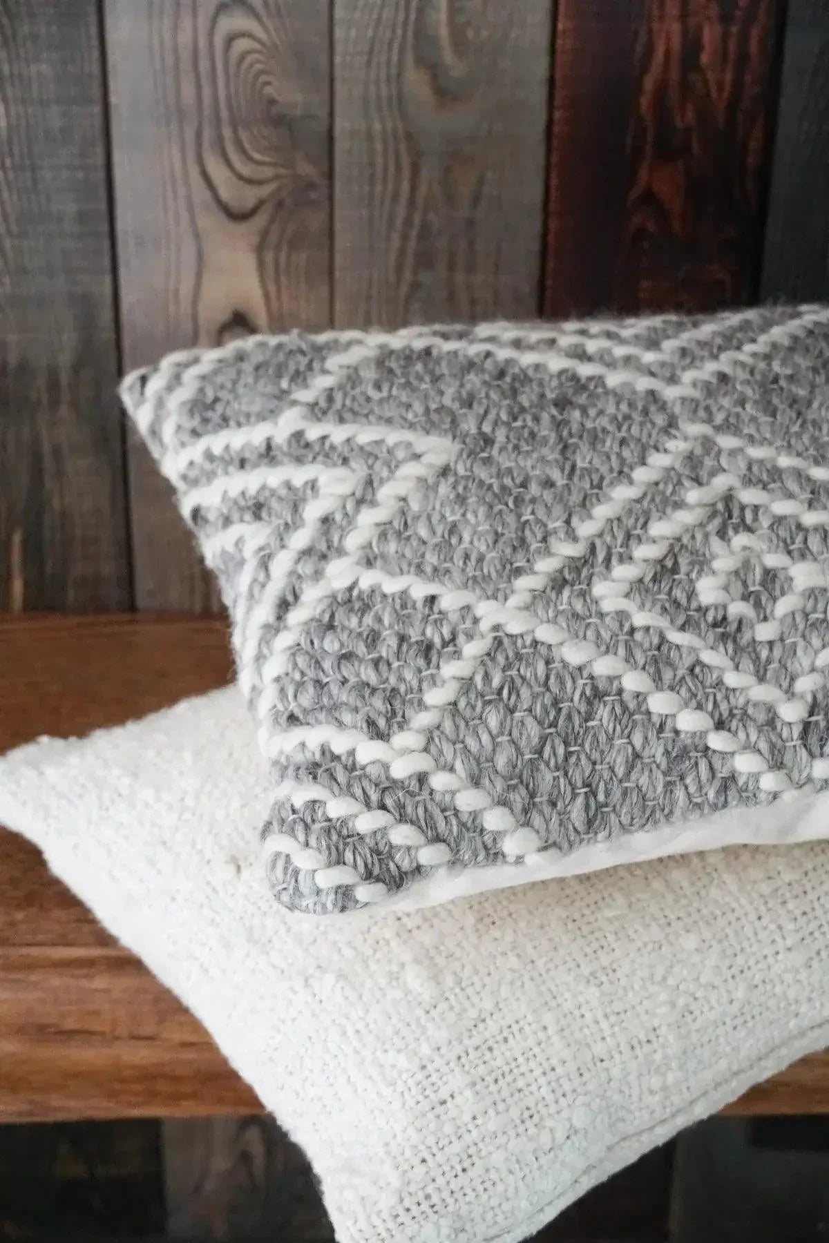Handwoven Grey Diamond Pillow Covers