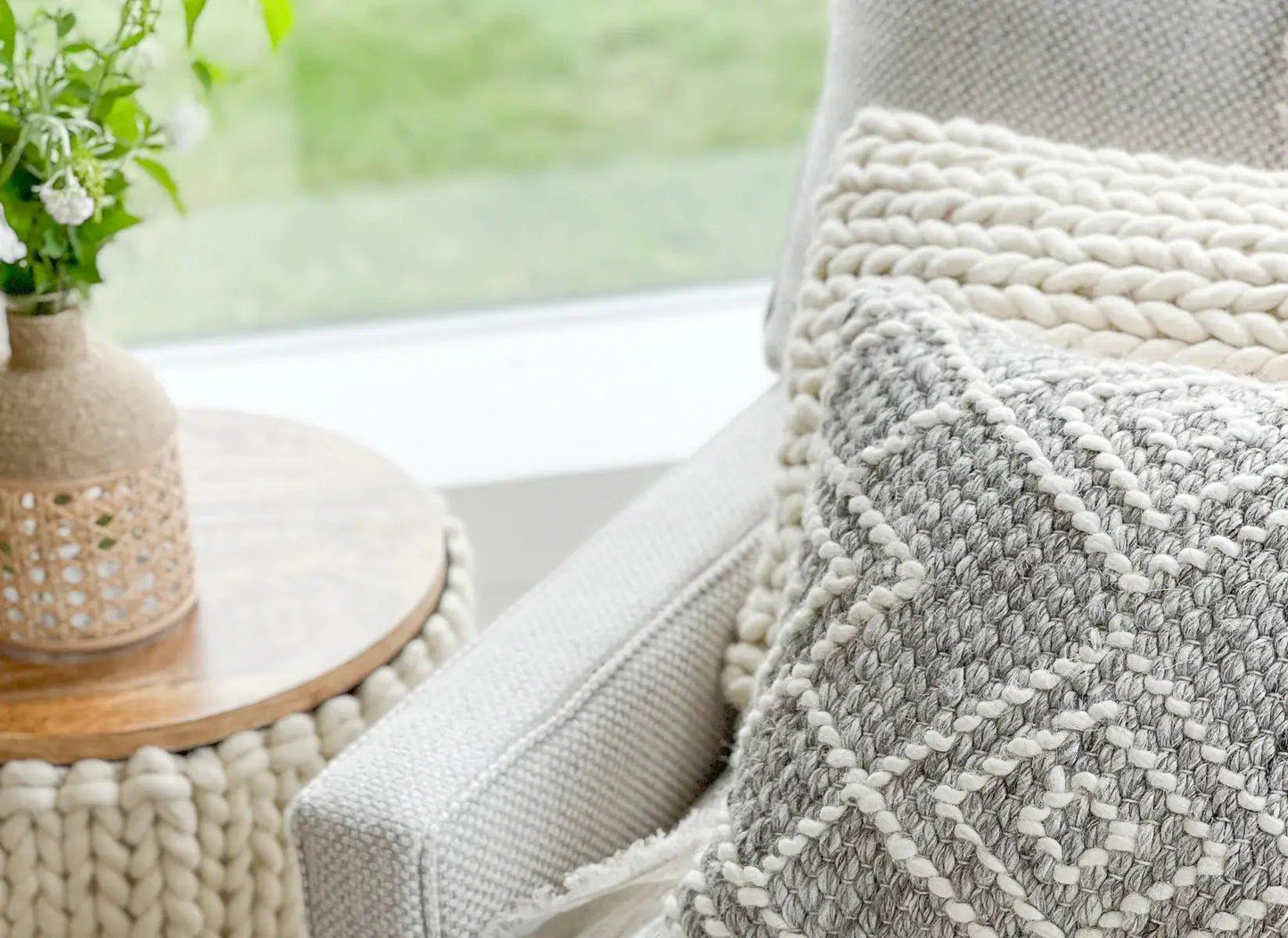 Handwoven Grey Diamond Pillow Covers