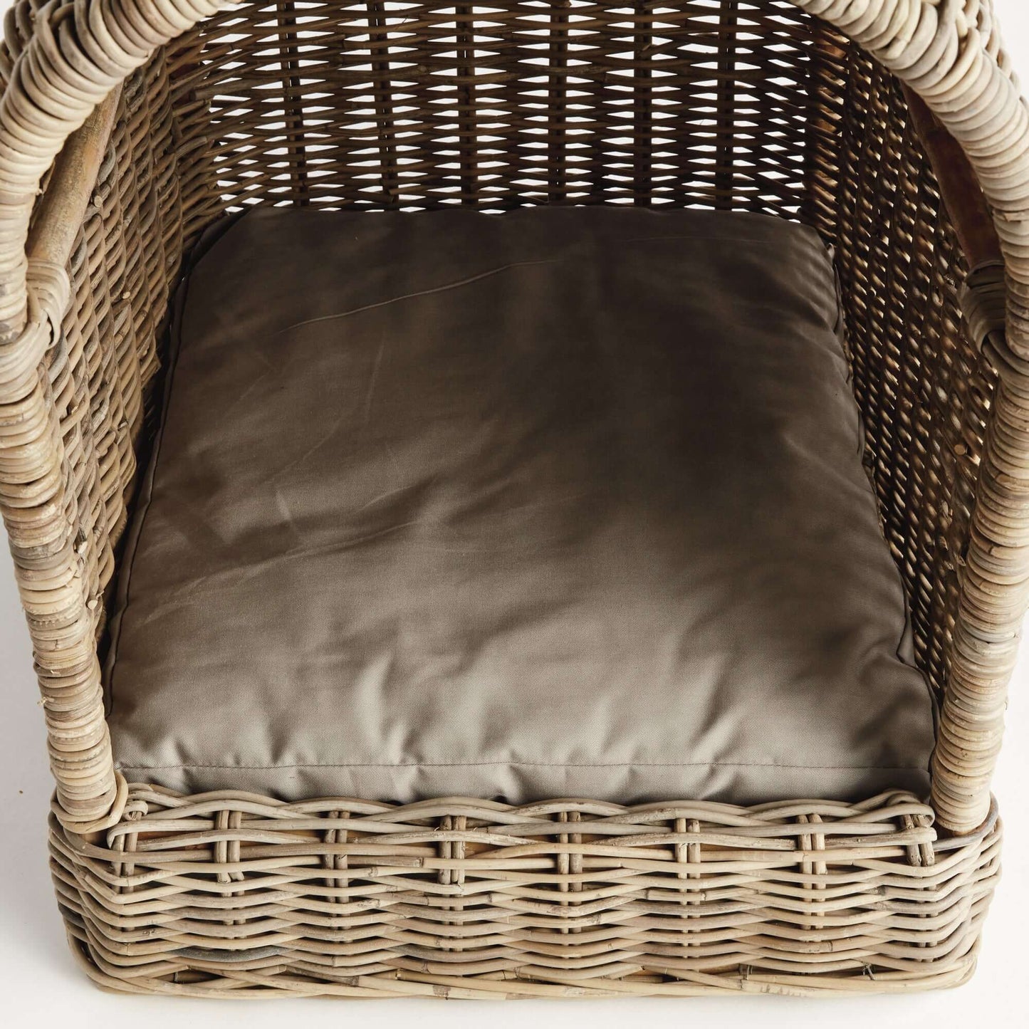 Handwoven Rattan Canopy Dog Bed with Cushion