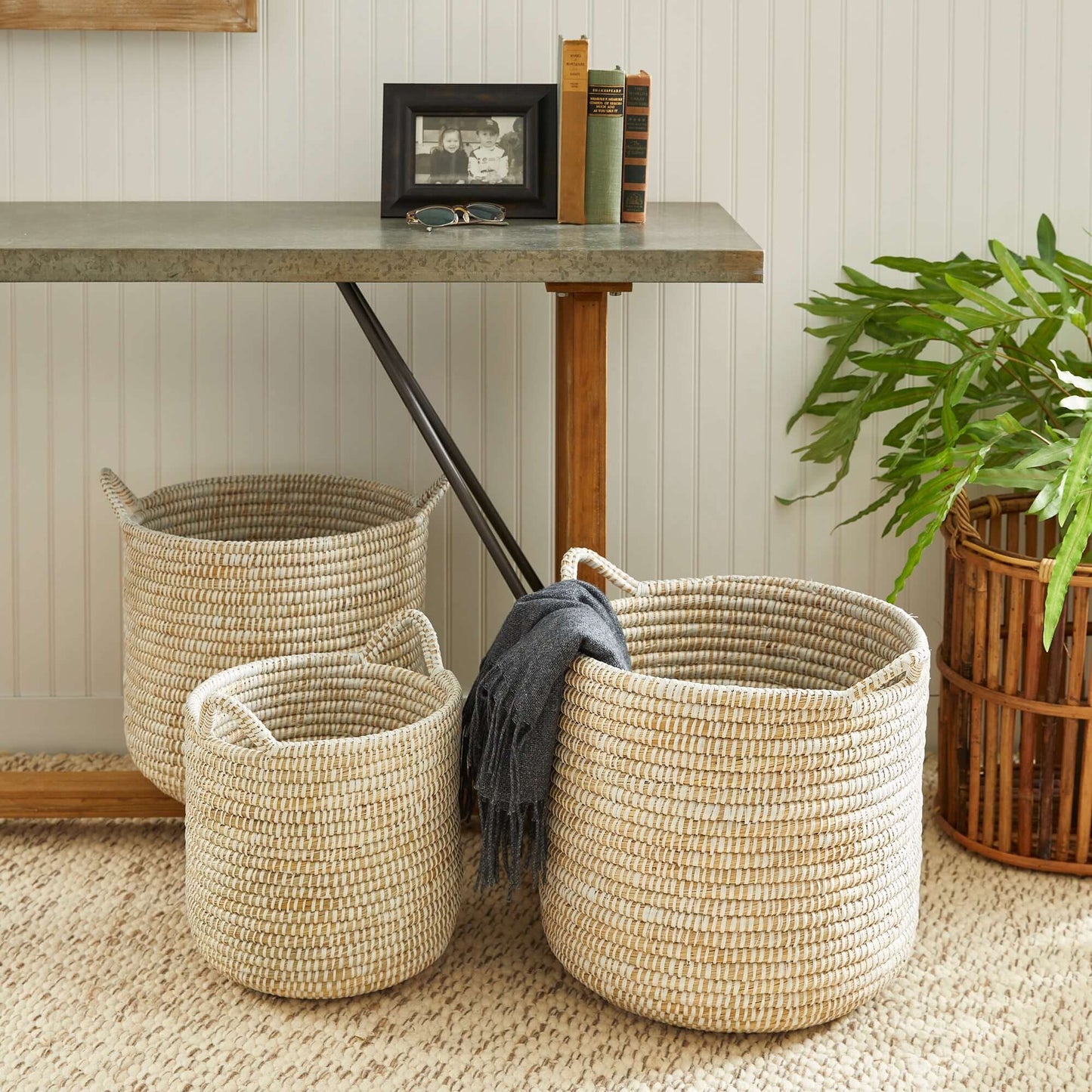Handwoven Rivergrass Storage Baskets for Coastal Decor (Set of 3)