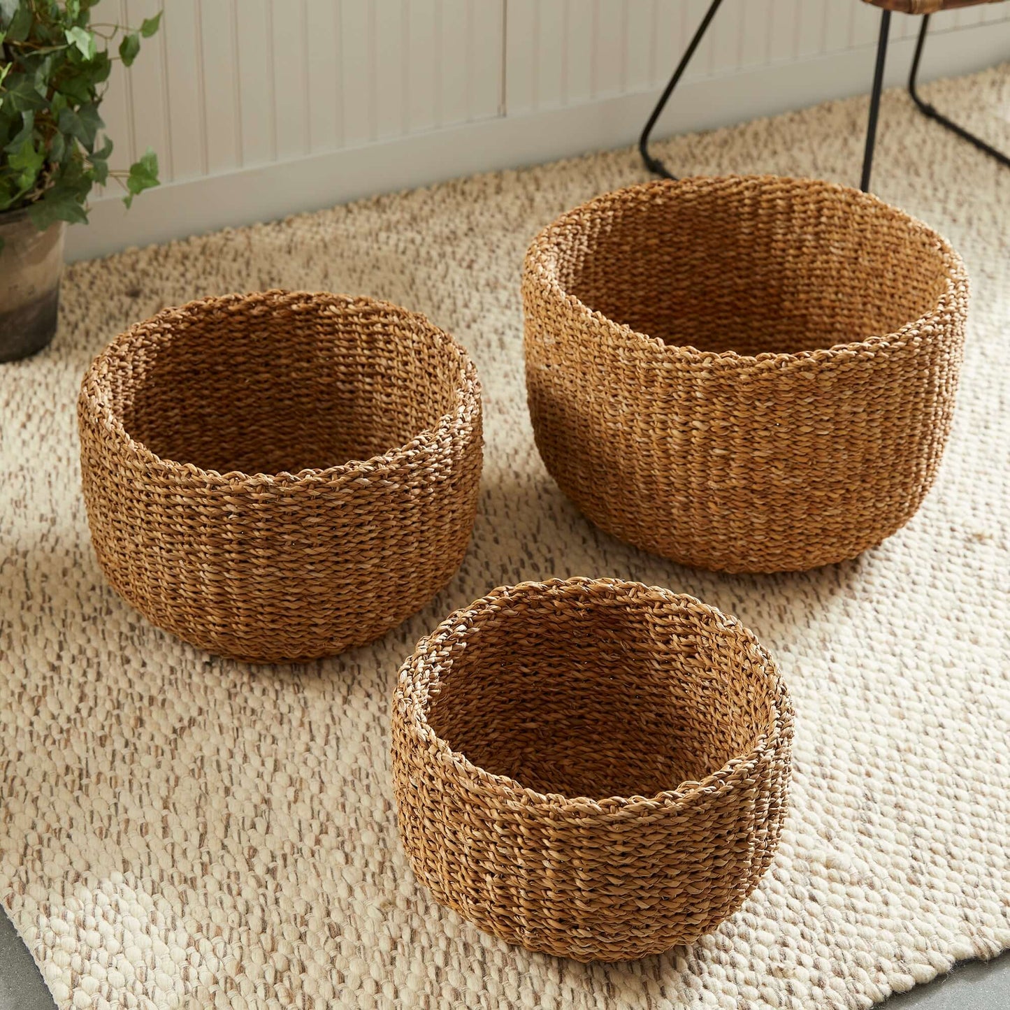 Handwoven Seagrass Storage Baskets (Set of 3)