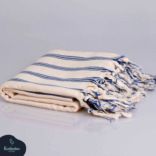 Dark Blue Striped Handwoven Turkish Towel