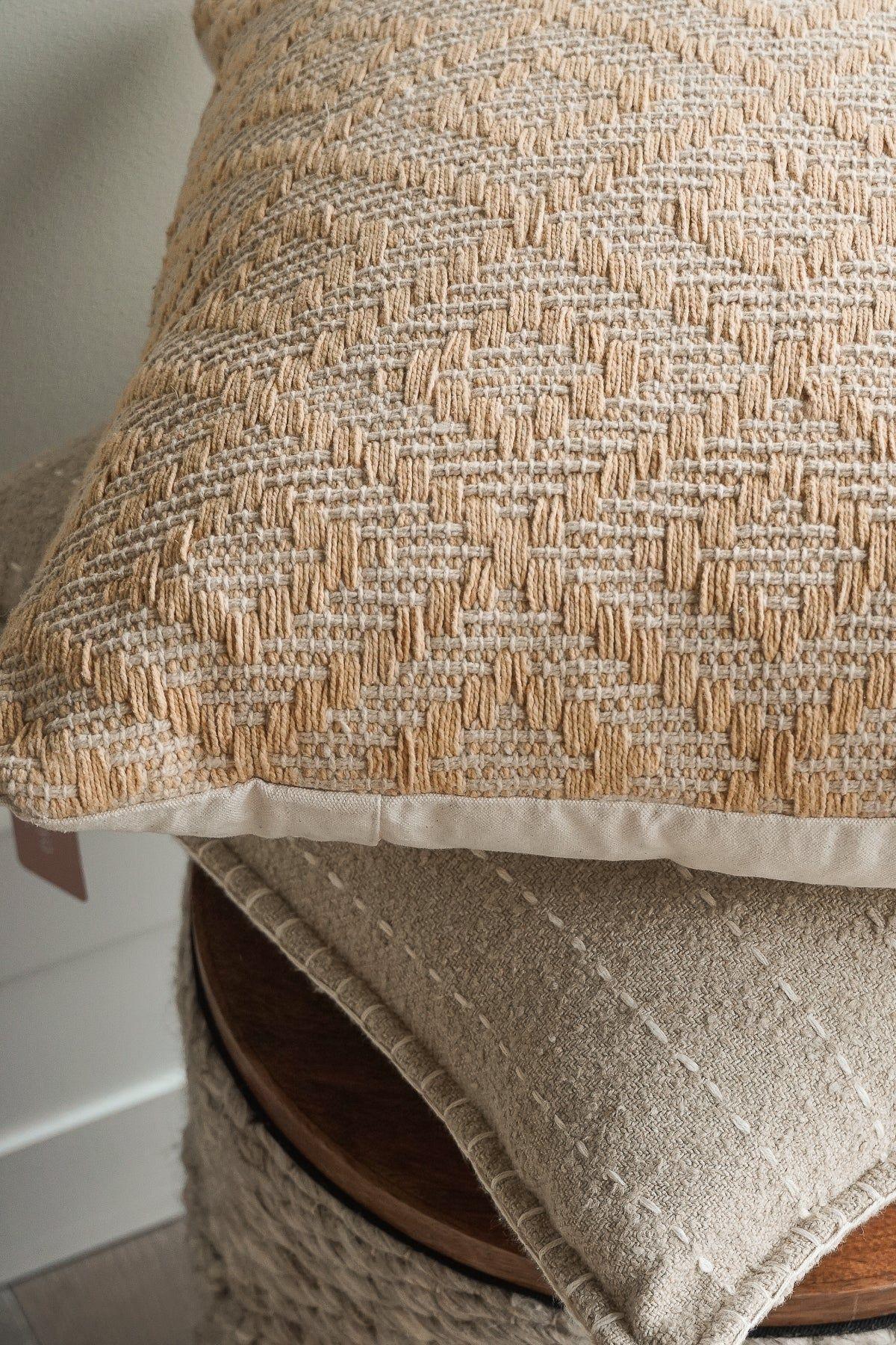 Handwoven Yellow Diamond Pillow Cover