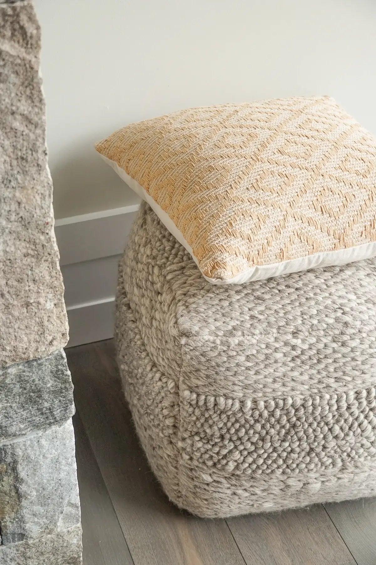 Handwoven Yellow Diamond Pillow Cover