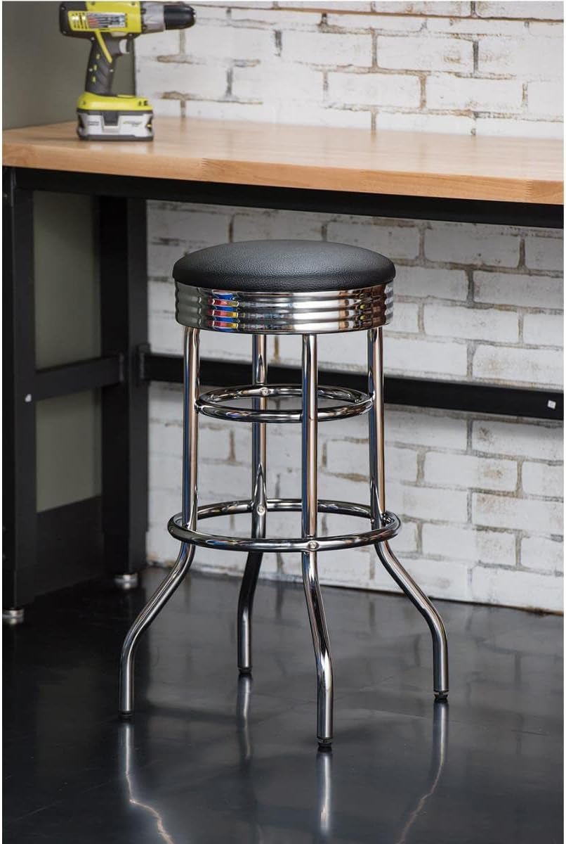 Heavy Duty 30 Inch Backless Swivel Bar Stool Chrome Finish