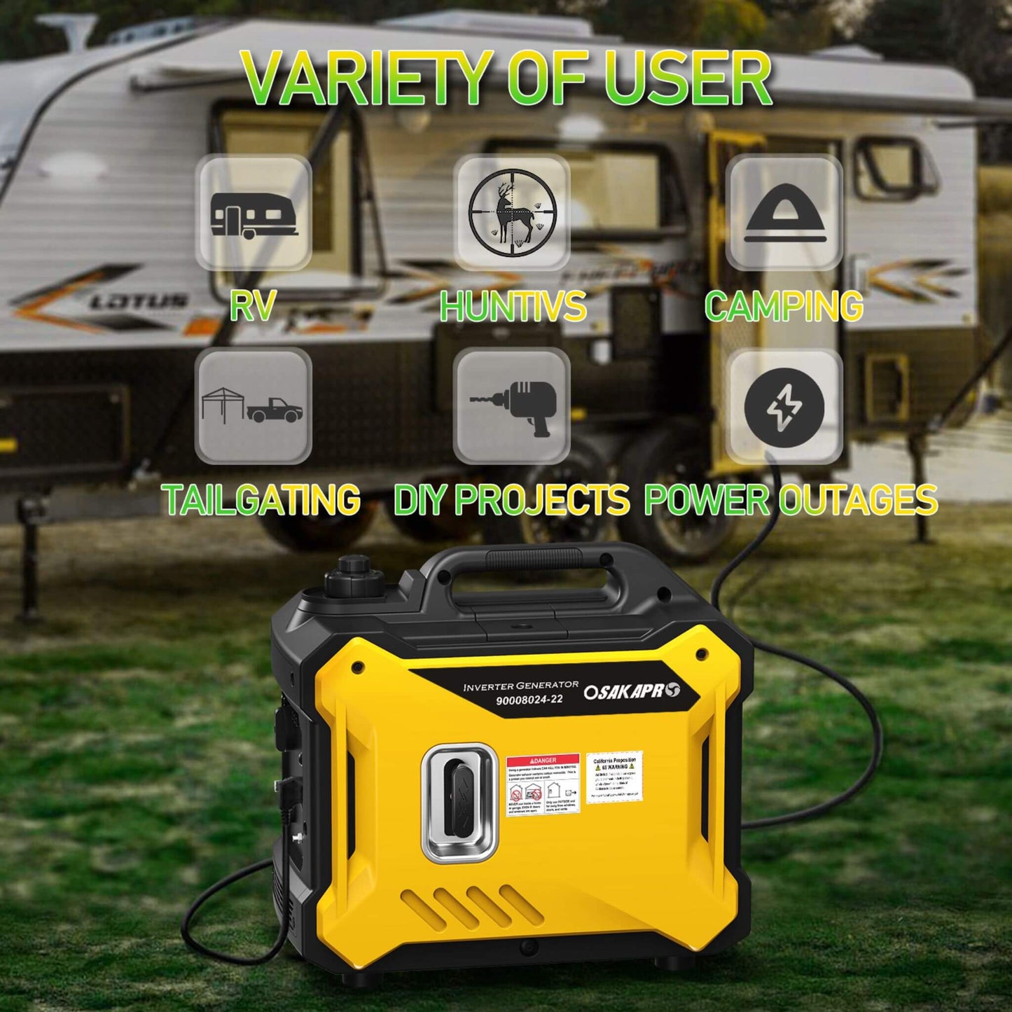 Heavy Duty 79CC Ultra Quiet 2000W Inverter Portable Gas Generator (SAK75290)