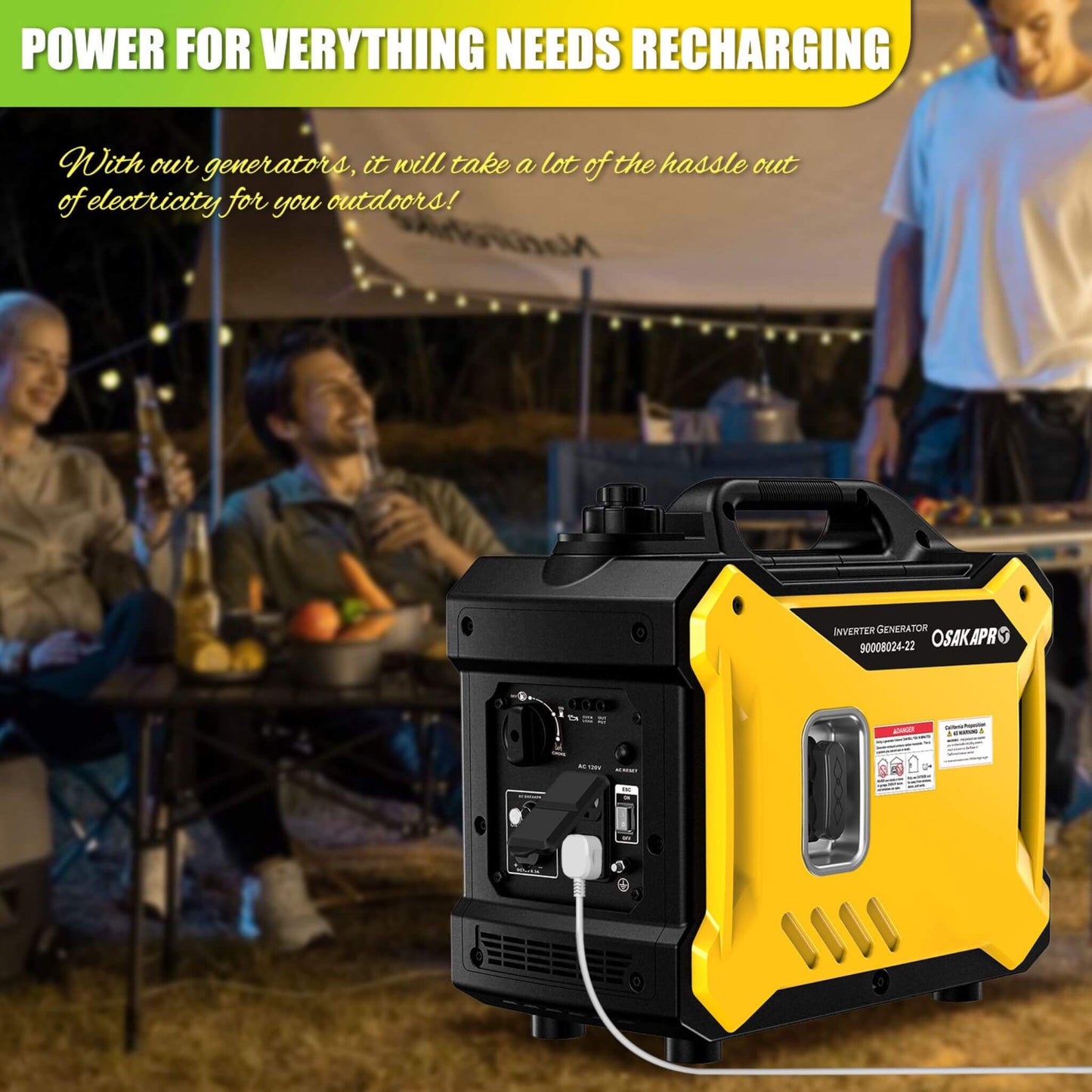 Heavy Duty 79CC Ultra Quiet 2000W Inverter Portable Gas Generator (SAK75290)