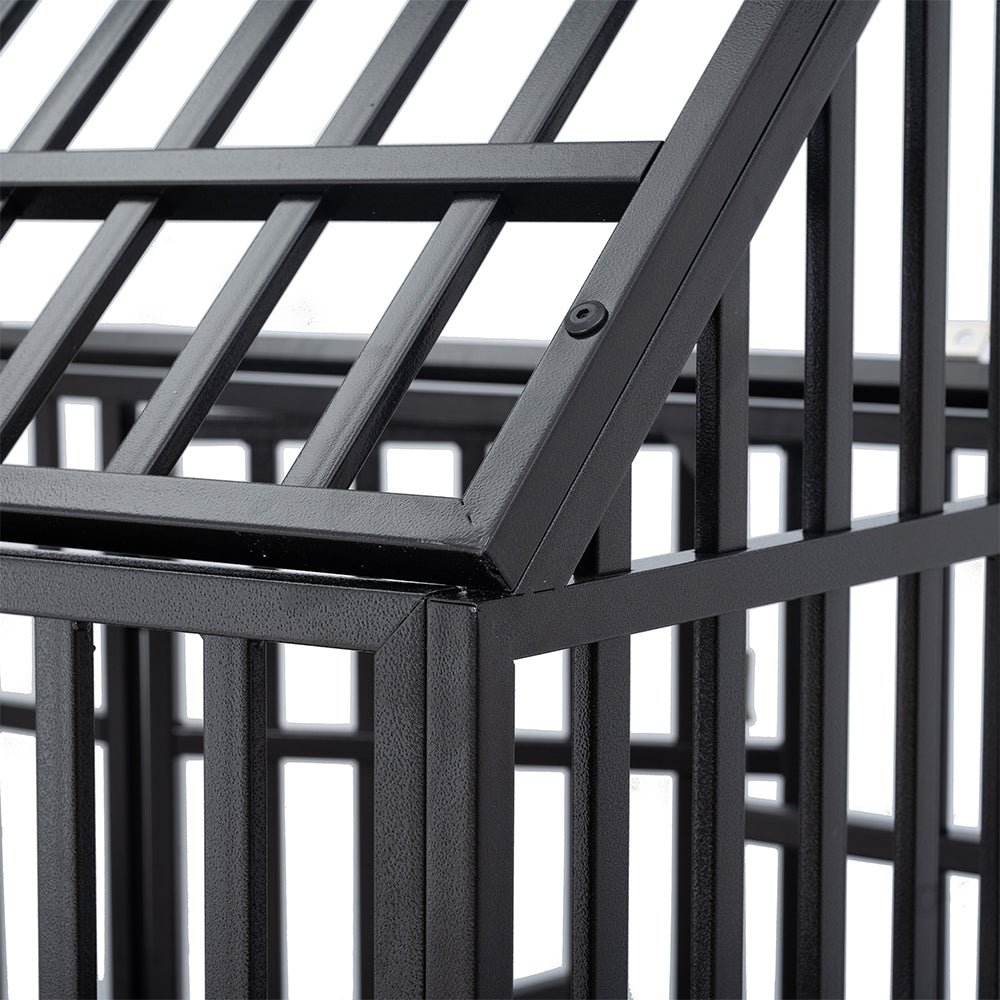 Heavy Duty Carbon Steel Dog Kennel Cage Crate W/ Sloped Roof And Wheels, 48" (SAK73812)