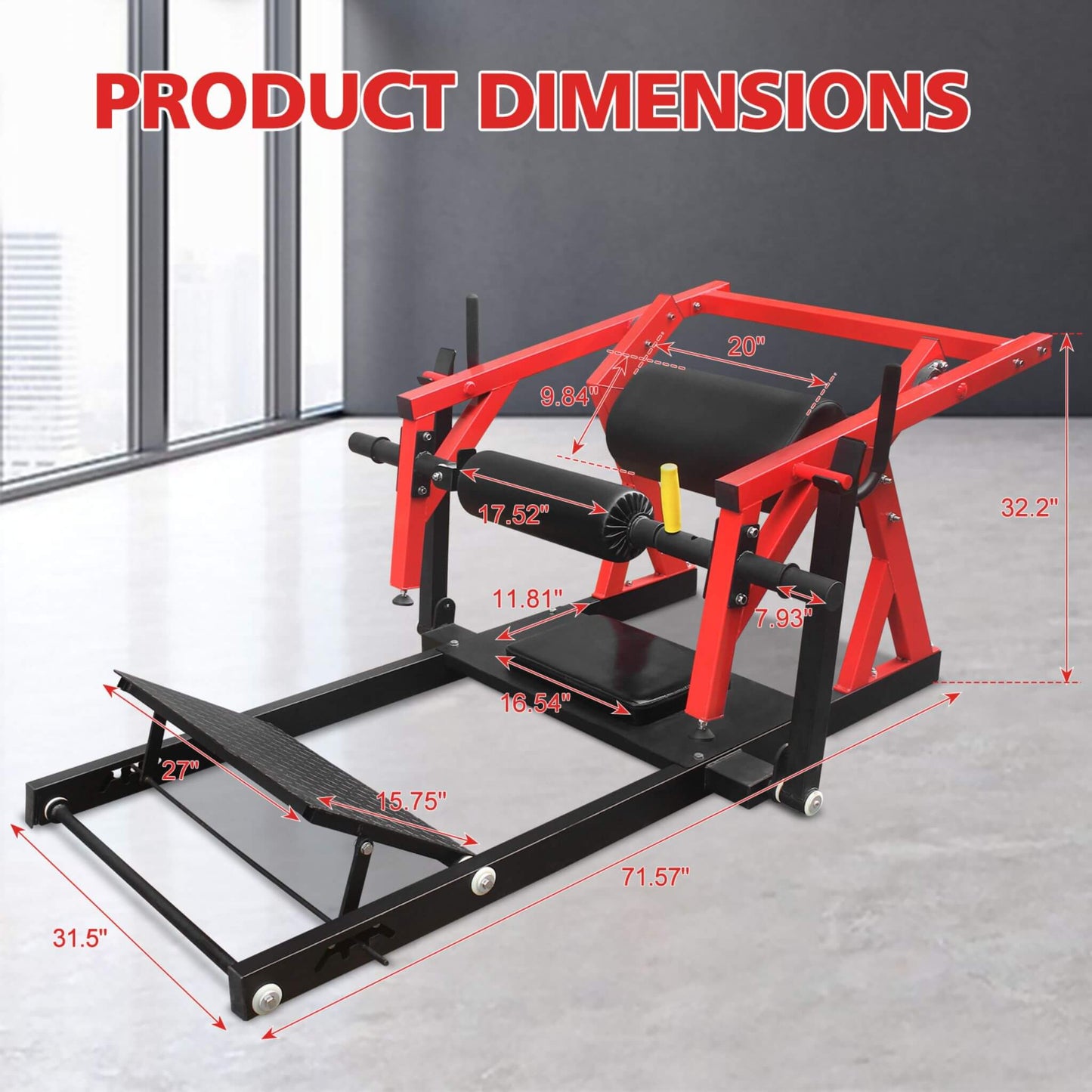 Heavy Duty Hip Thrust Bridge Exercise Machine With Weight Holders (SAK72833)