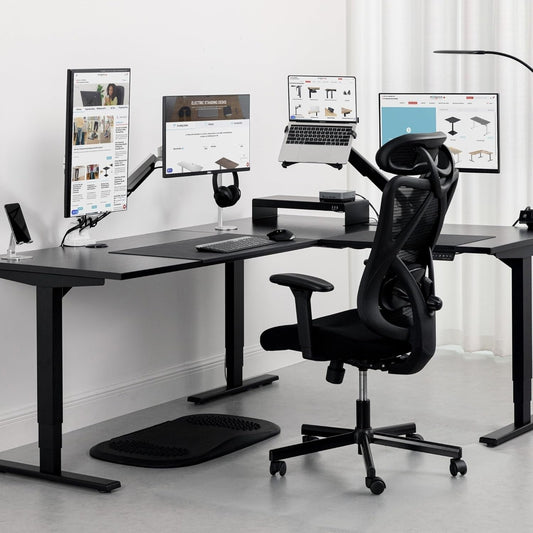 Height Adjustable L Shaped Standing Desk With Spacious Surface