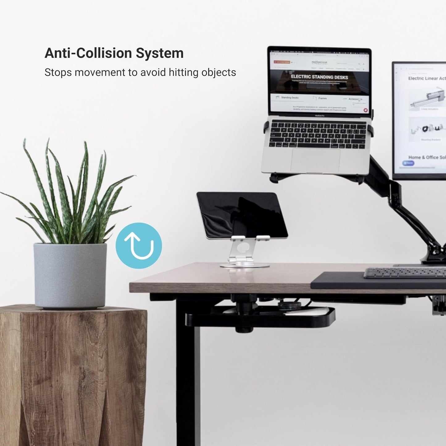Height Adjustable L Shaped Standing Desk With Spacious Surface