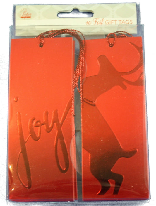 Foil Embossed Tie Gift Tags 10 Pack - Red