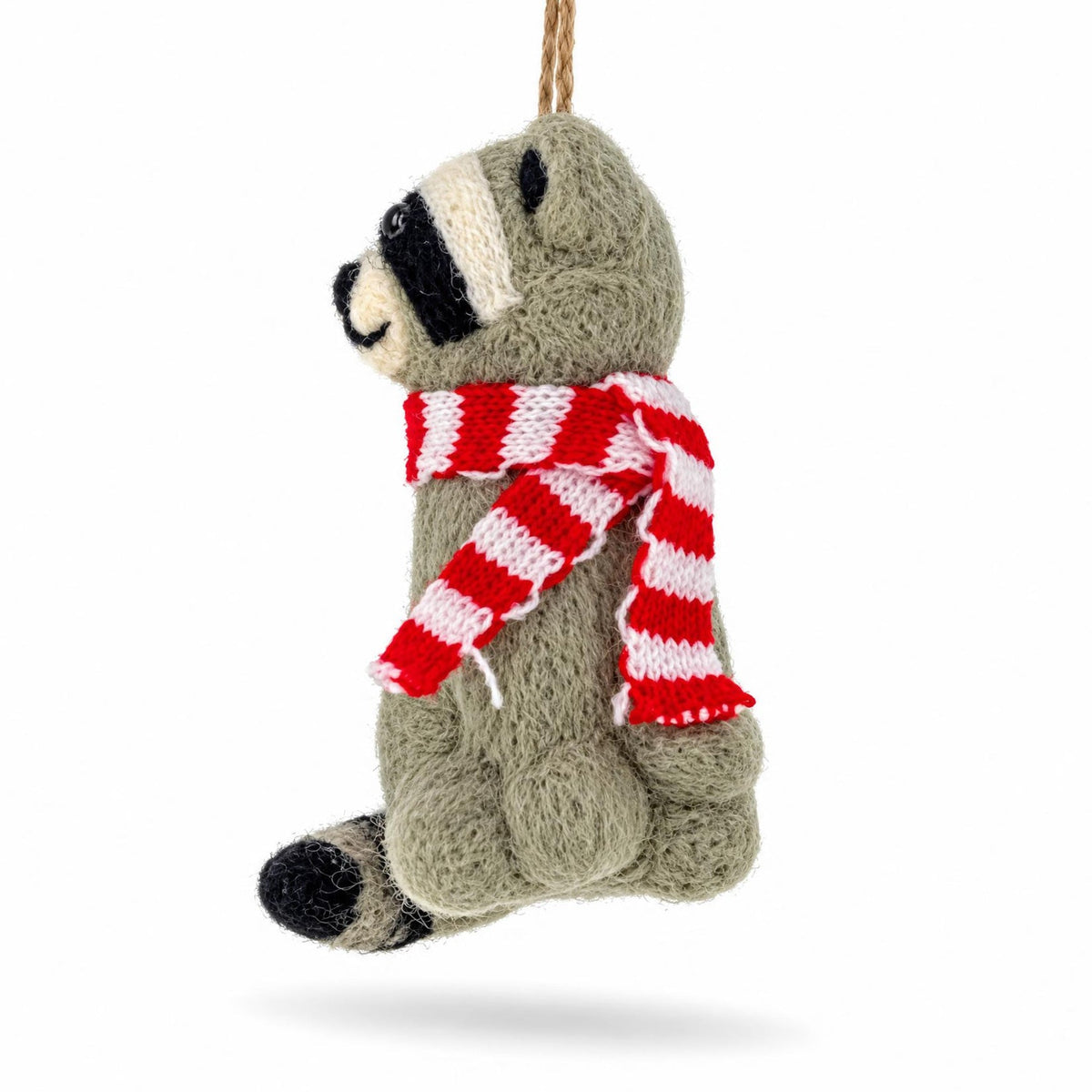 Raccoon Striped Scarf Felt Fabric Christmas Ornament