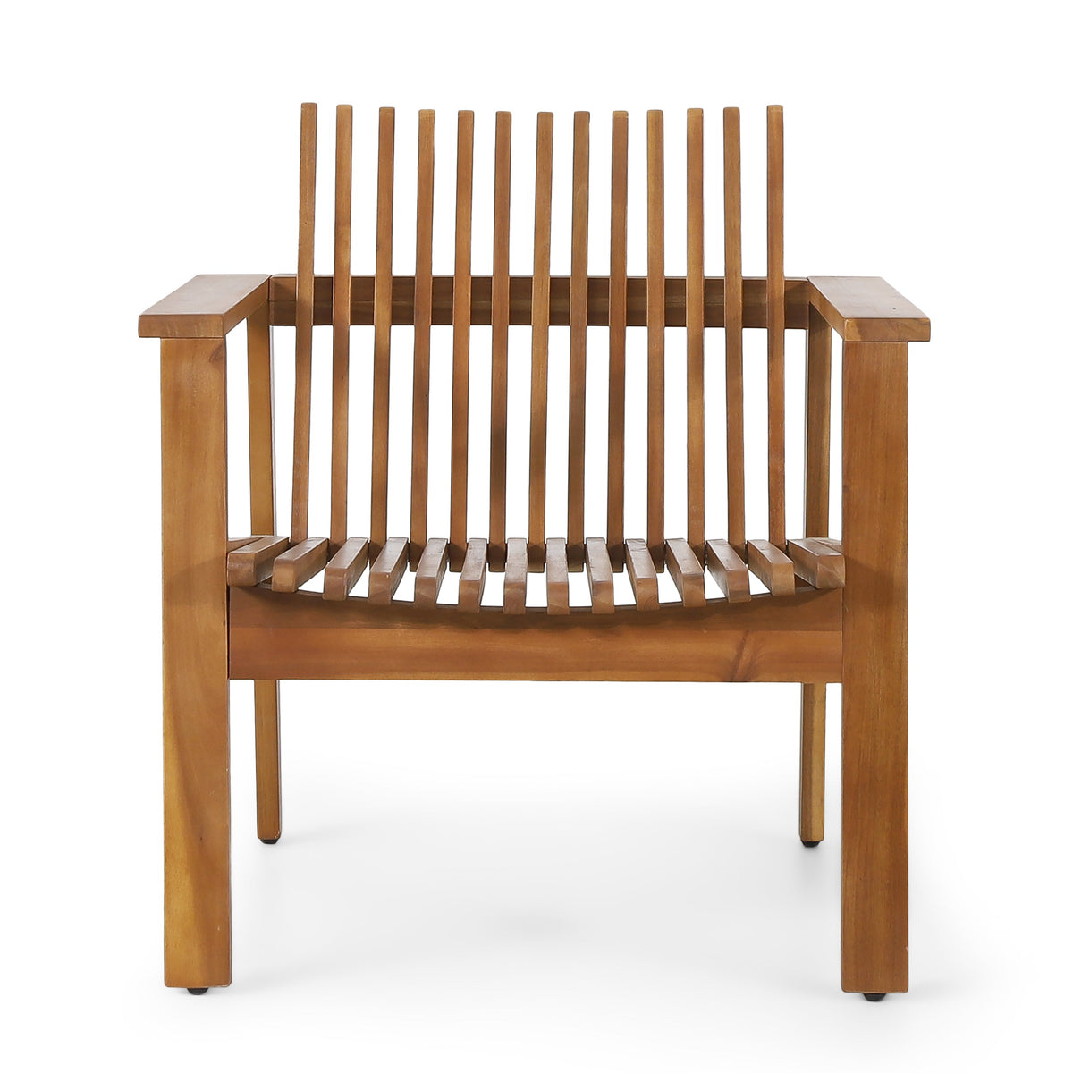 Outdoor Acacia Wood Slatted Club Chairs, Set of 2