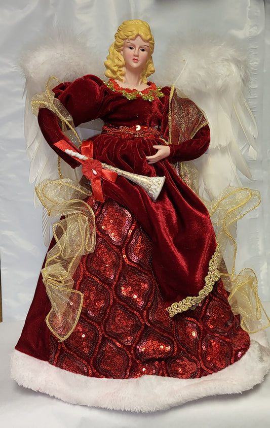 16 Inch Regal Angel Treetopper - Burgundy
