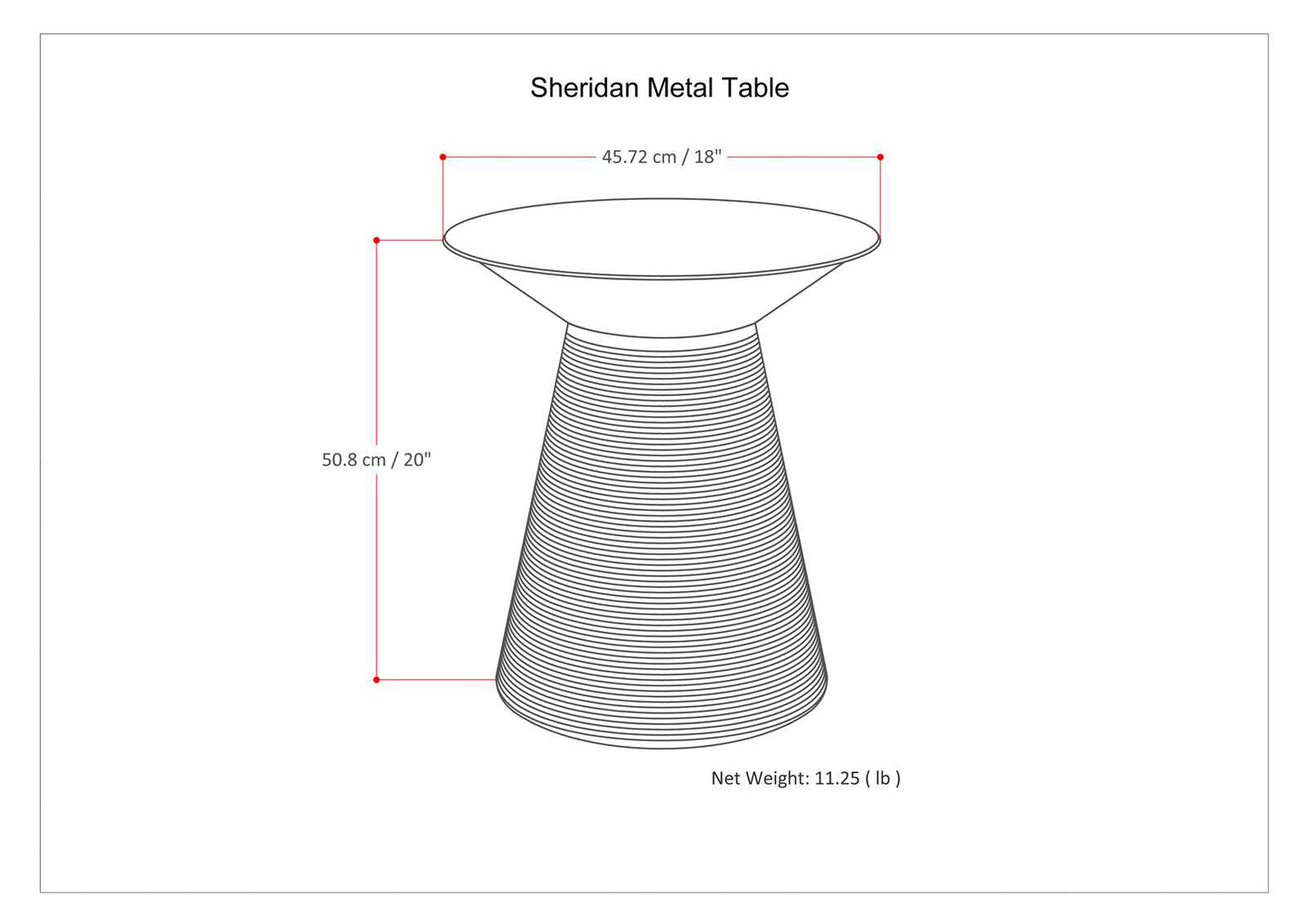Sheridan 18-Inch Wide Metal Accent Table in Antique