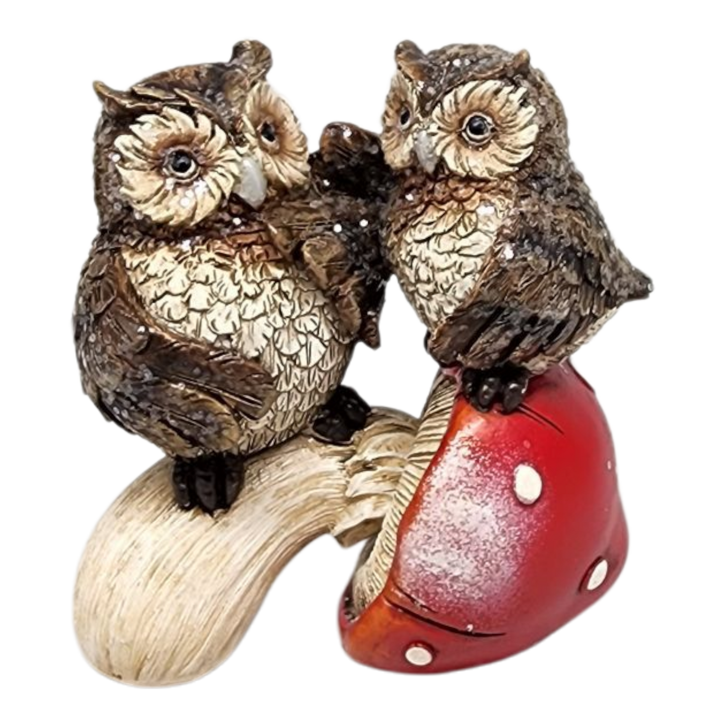 Glitter Owl on Mushroom Figurine -