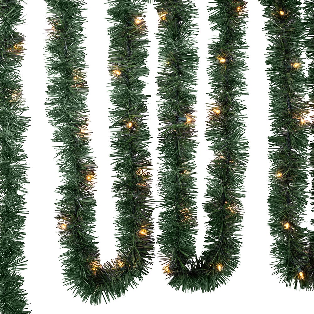 18 Foot Lighted Green Pine Garland