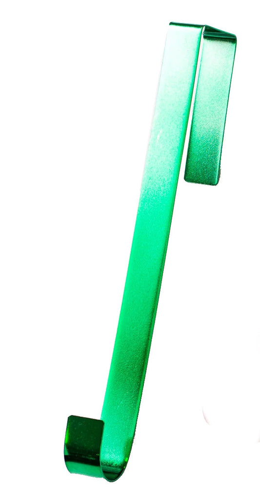 Shiny Metal 12 Inch Over the Door Wreath Hanger - Green