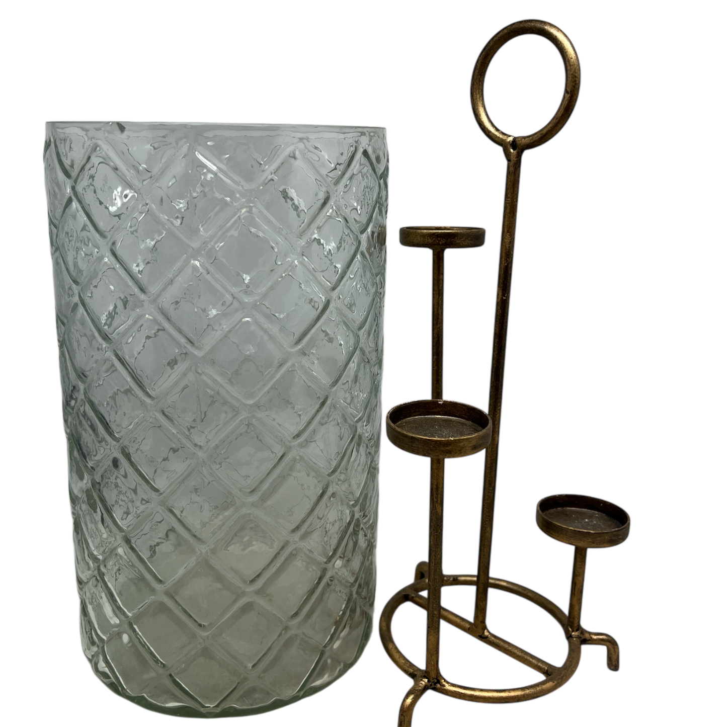 3 Level Glass Gold Candle Holder