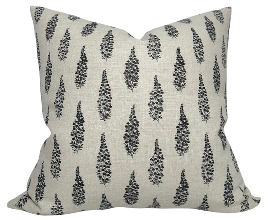 Hollyhock Pillow Cover in Jet, McLaurin + Piercy Textiles