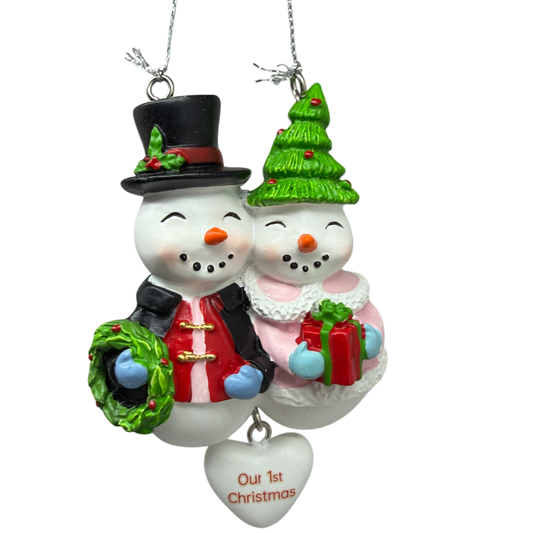 Snowman Couple 1st Christmas Ornament