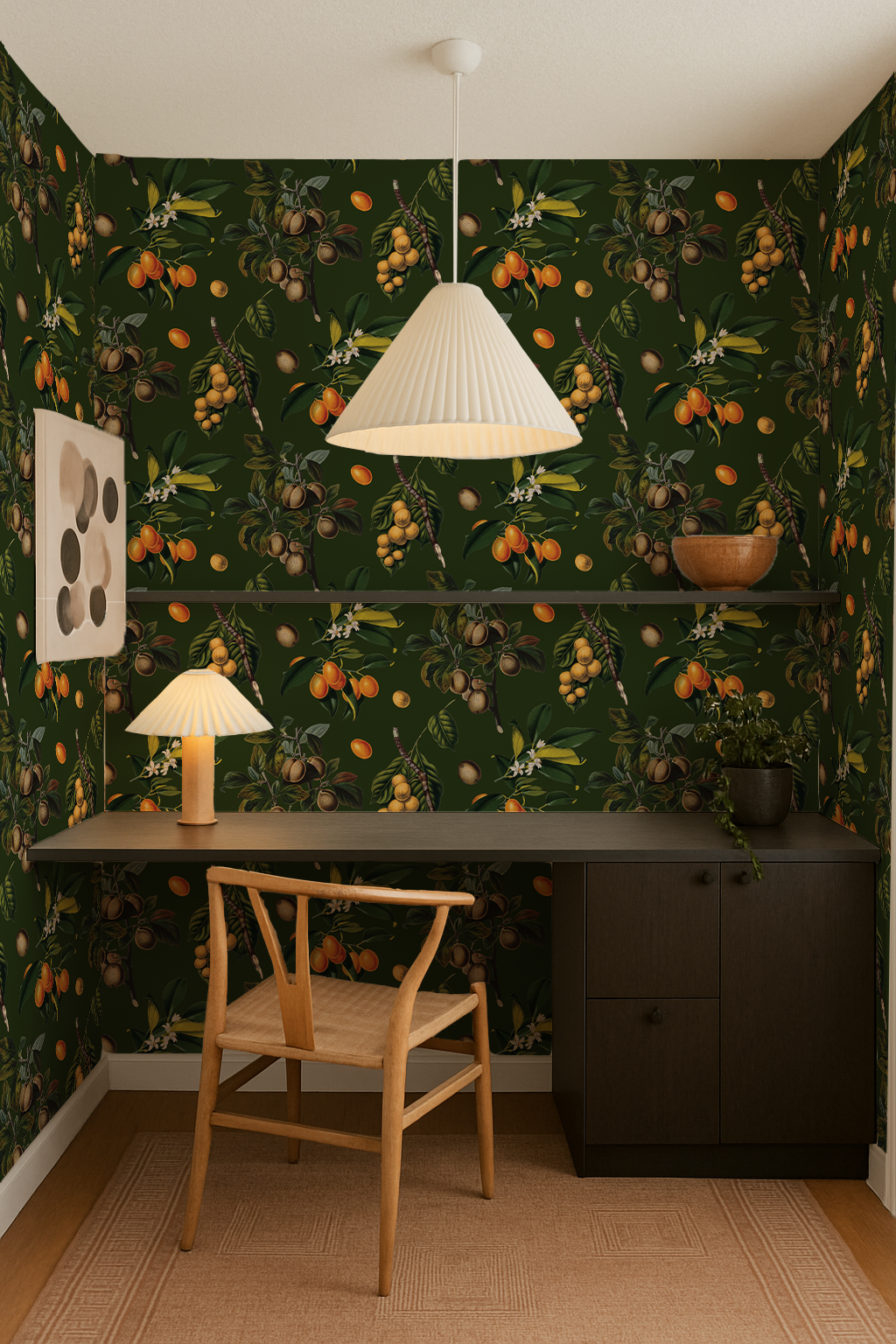 Vintage Orchard Wallpaper, green