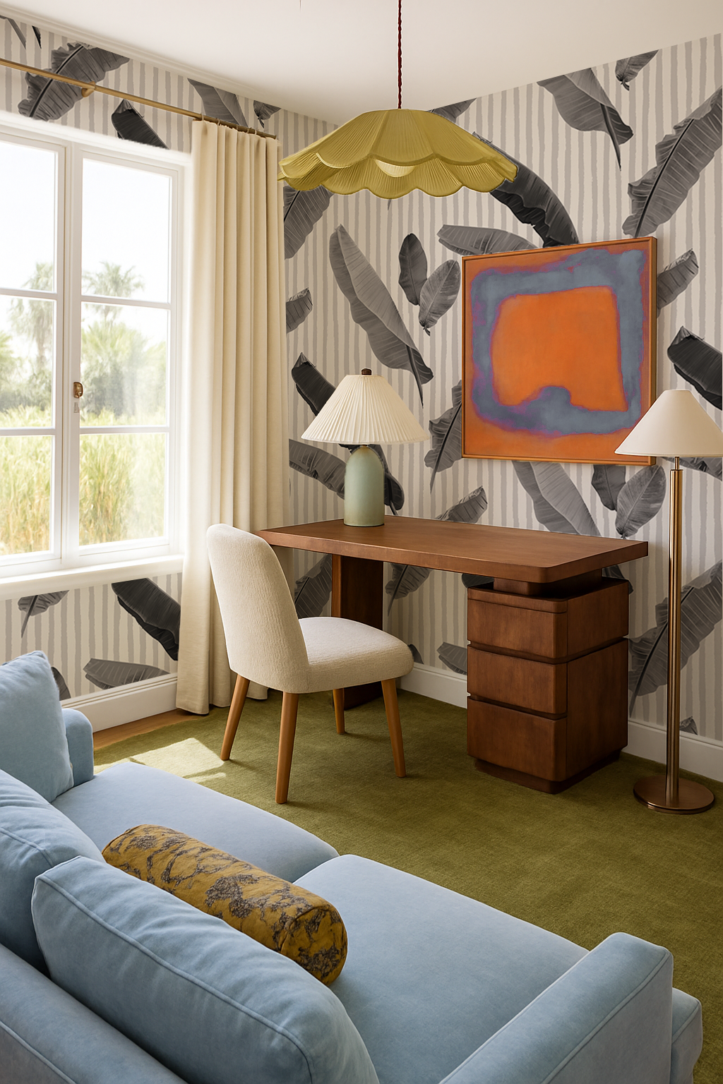 Banana Cabana Wallpaper, black and white