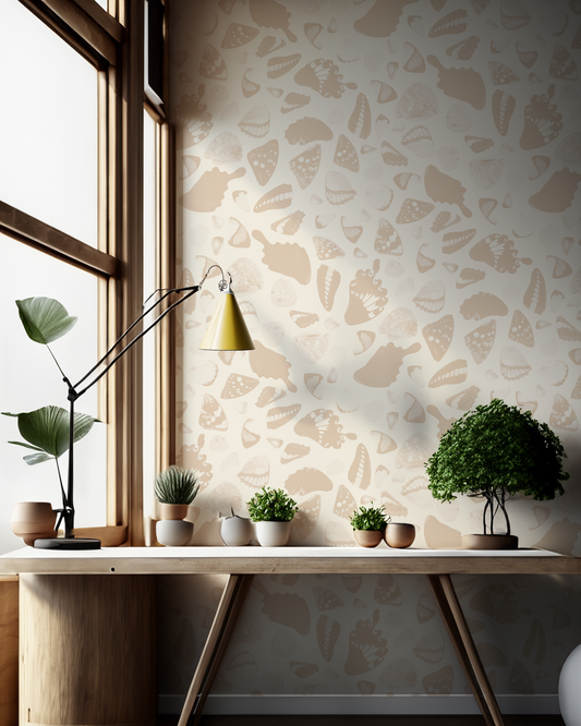 Butterfly Terrazzo Wallpaper, white and peach