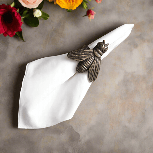 Honeybee Napkin Rings in Antique Brass  (Set of 4)