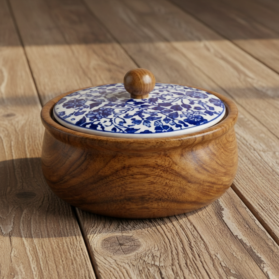 Small Mango Wood Chapati Box