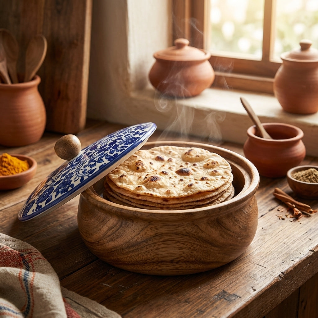 Small Mango Wood Chapati Box