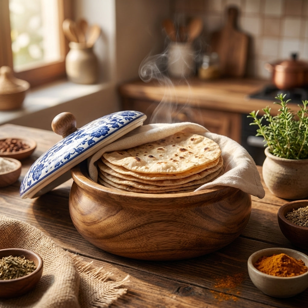 Small Mango Wood Chapati Box