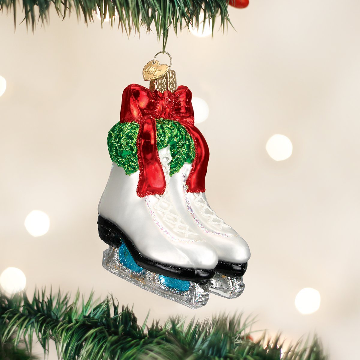 Old World Christmas Holiday Skates Glass Blown Ornament