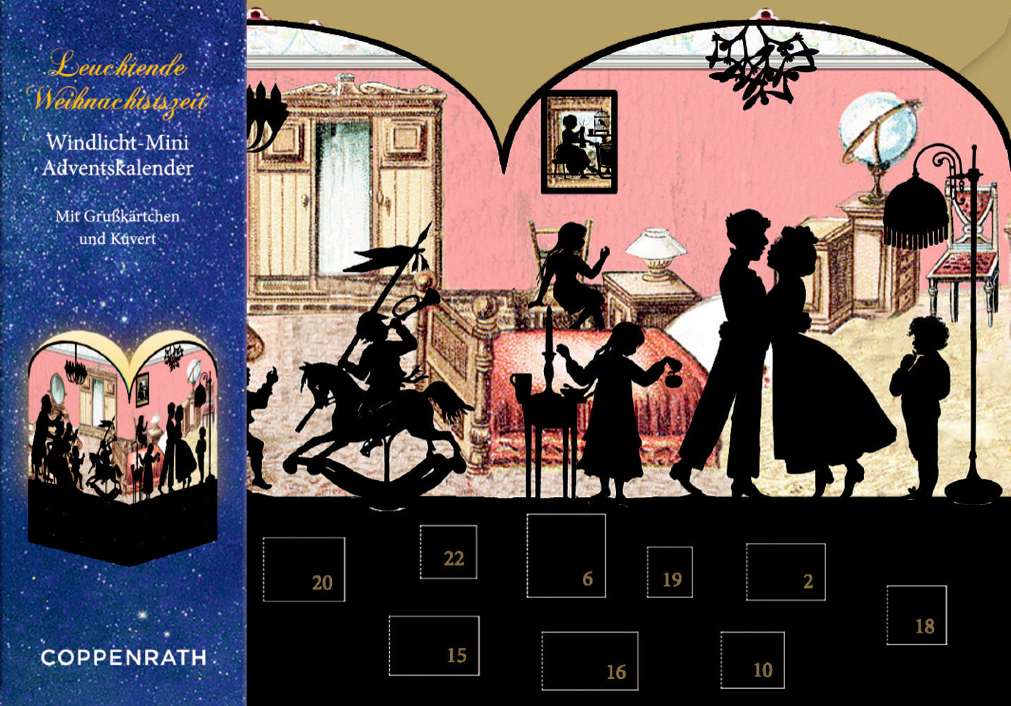 Christmas Morning Silhouette Advent Lantern Card With Envelope