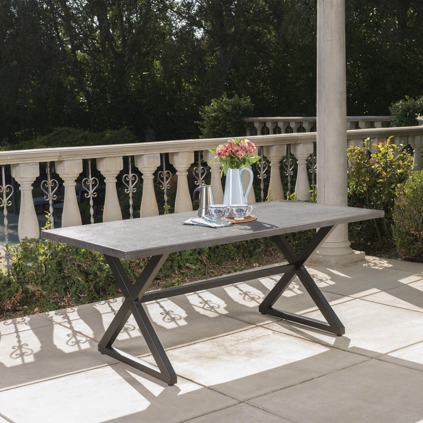 Rolando Outdoor Aluminum Dining Table with Steel Frame