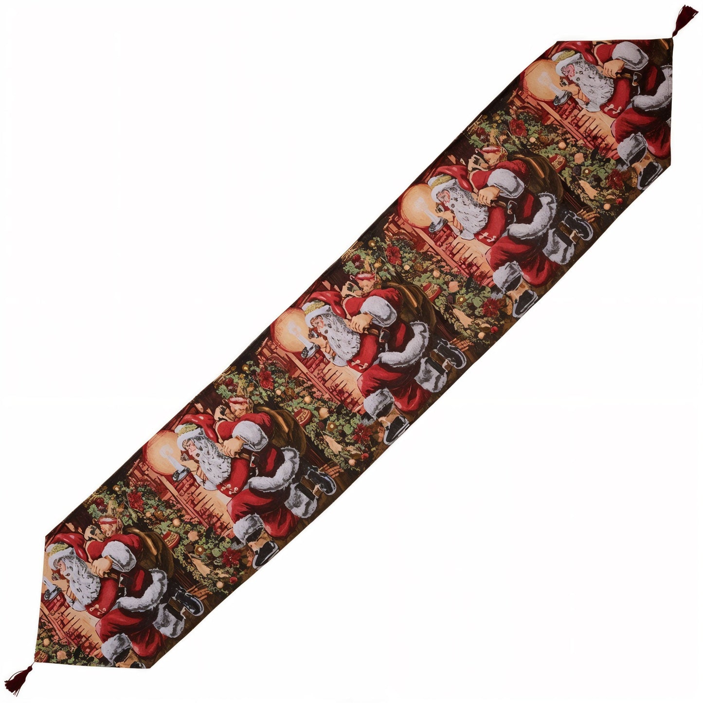 Santa Red Christmas Tablecloth Holiday Runner 85 Inches