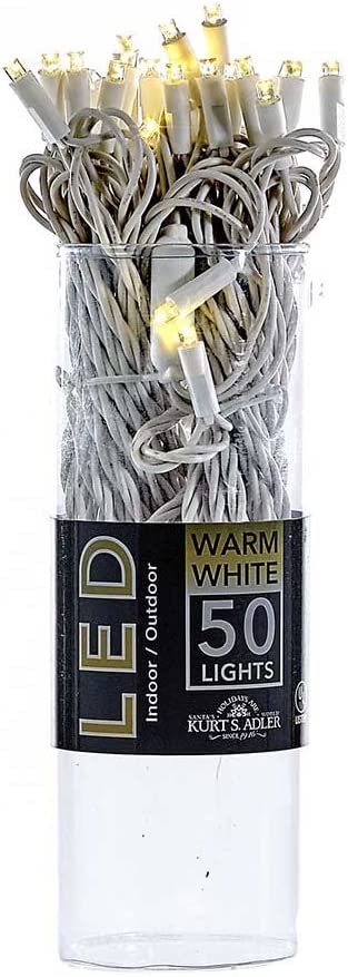 50-Light 5mm Warm White LED White Wire Light Set
