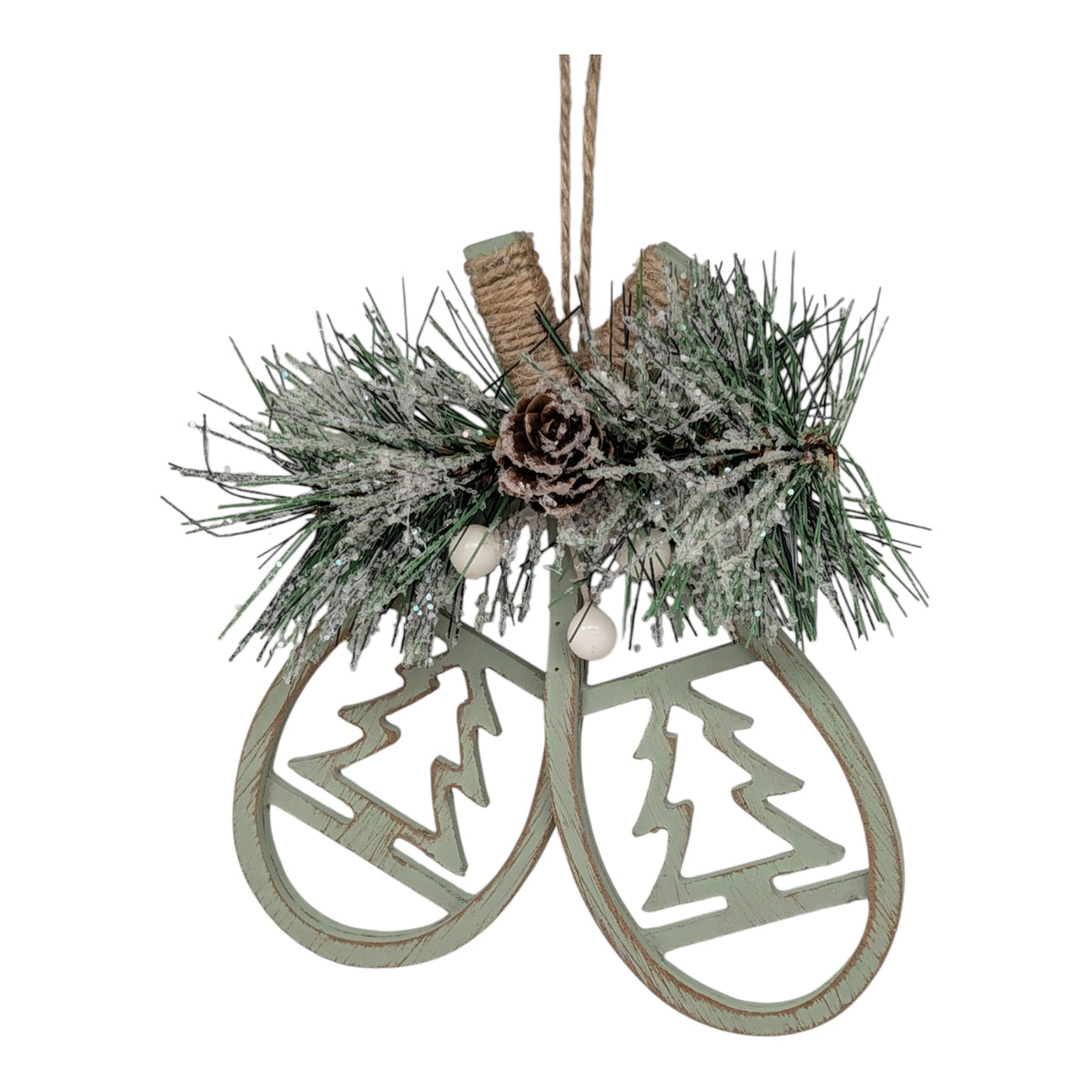 Wooden Snowshoe Floral Ornament -