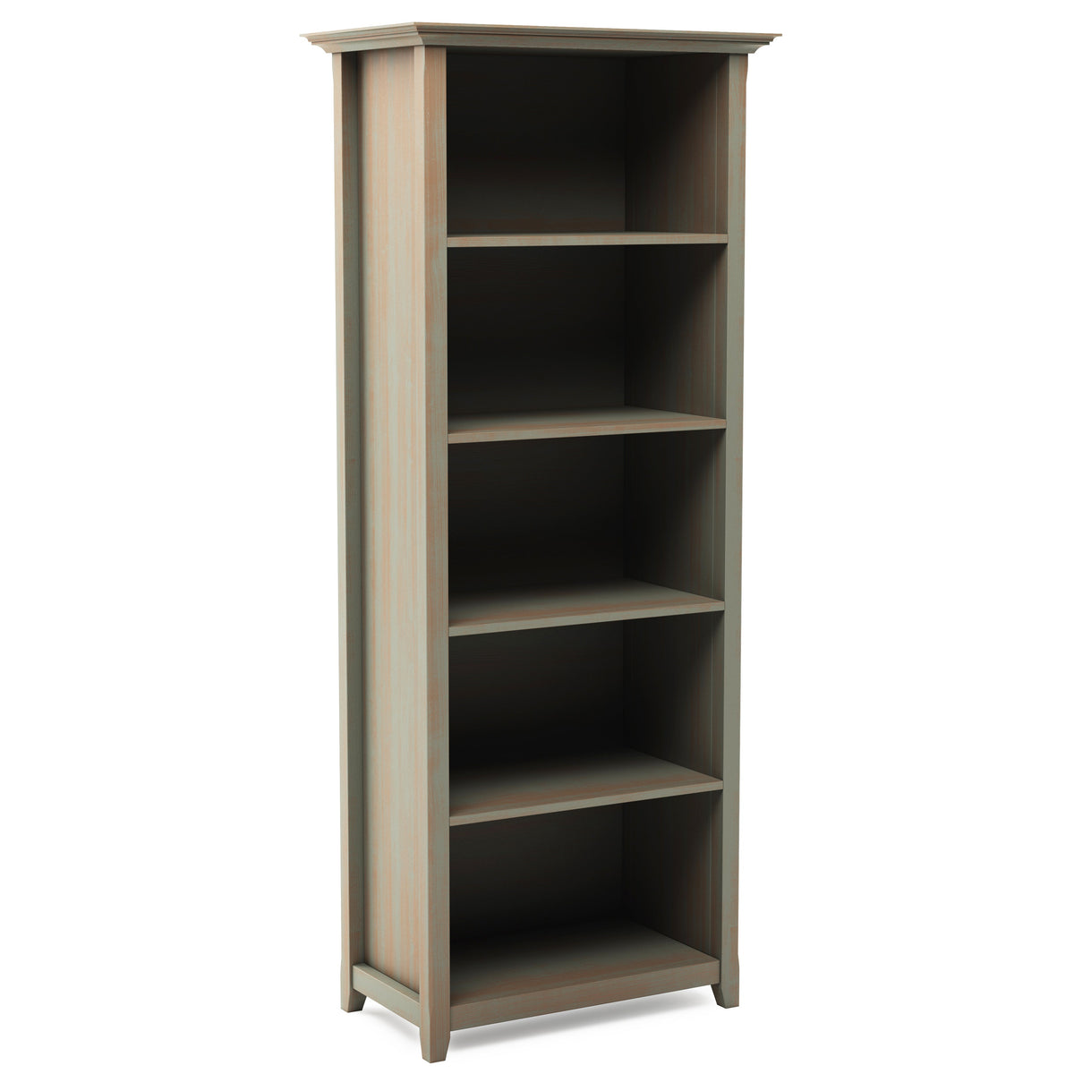 Amherst 30 Inch Solid Wood 5 Shelf Bookcase in Distressed