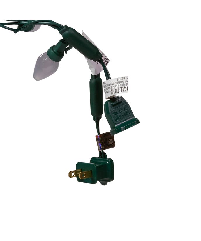 25-Light Warm White Pearl LED C7 Light Set With Green Wire