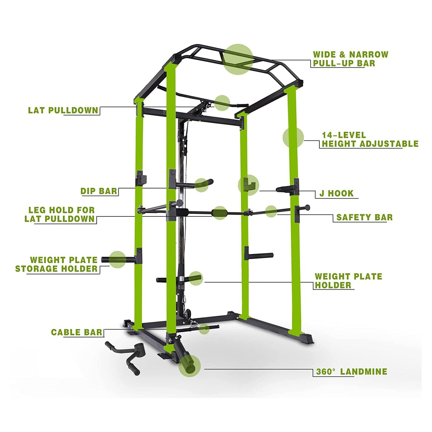 IFast Adjustable Home Gym Power Cage & Squat Rack With Pull-Up Bar Barbell Rack, 1000LBS (SAK12649)
