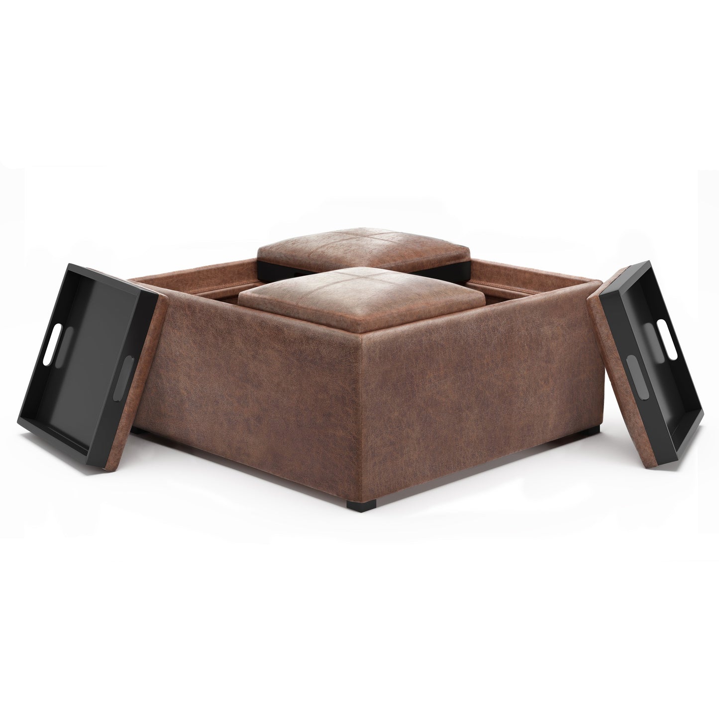Avalon 35 Inch Wide Square Coffee Table Storage Ottoman
