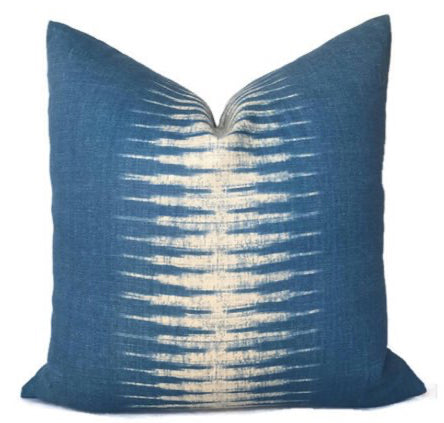 Ikat Pillow Cover in Indigo Blue, Peter Dunham Textiles