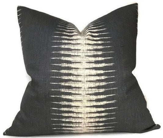 Ikat Pillow Cover in Charcoal, Peter Dunham Textiles