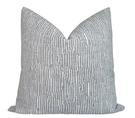 Cadence Striped Pillow Cover in Denim Blue