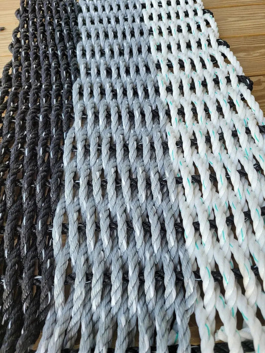Rope Mat made with Lobster Rope, Black Gray White